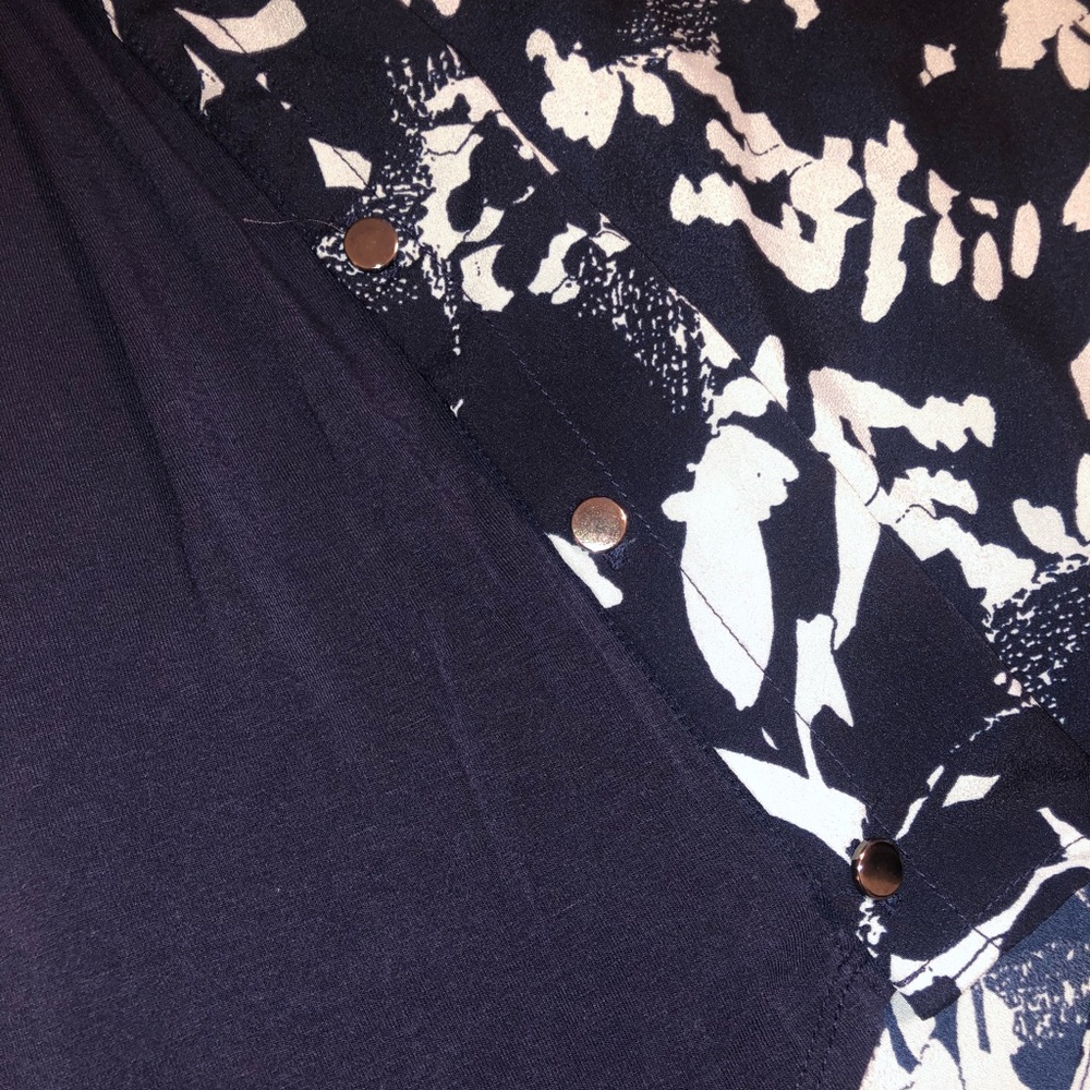 Banana Republic Navy Floral Blouse & Button Side